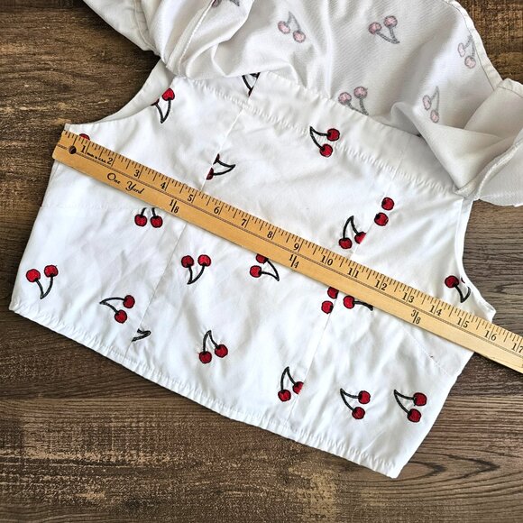 Topshop Cherry Off Shoulder Ruffled Casual Crop Top US 6 - Picture 4 of 9